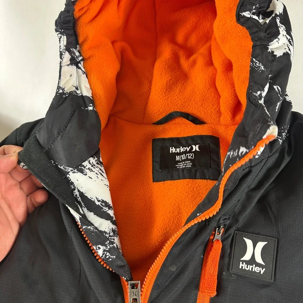 Hurley Youth Medium 10/12 Ski Snowboard Jacket Black Orange Mountains‎